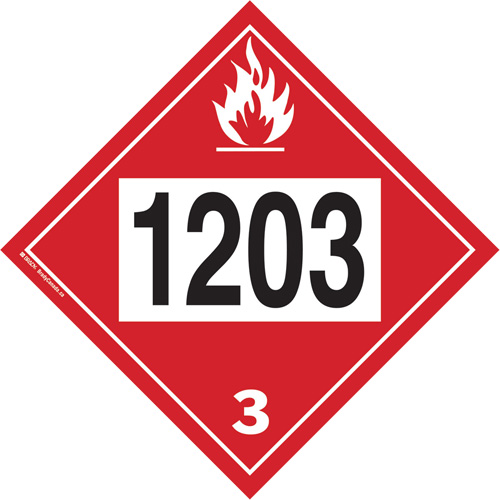 Plaque-&eacute;tiquette TMD 1203 pour liquide inflammable essence & essence-alcohol, Plastique Northern Industrial Supply Inc.
