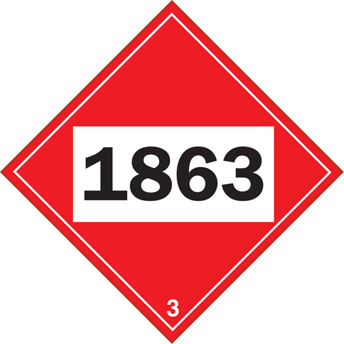 Plaque-&eacute;tiquette TMD 1863 pour liquide inflammable carburant aviation, Plastique Northern Industrial Supply Inc.