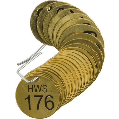 &eacute;tiquettes num&eacute;rot&eacute;es pour vannes HWS, # 176-200, Laiton, 1,5" dia. Northern Industrial Supply Inc.
