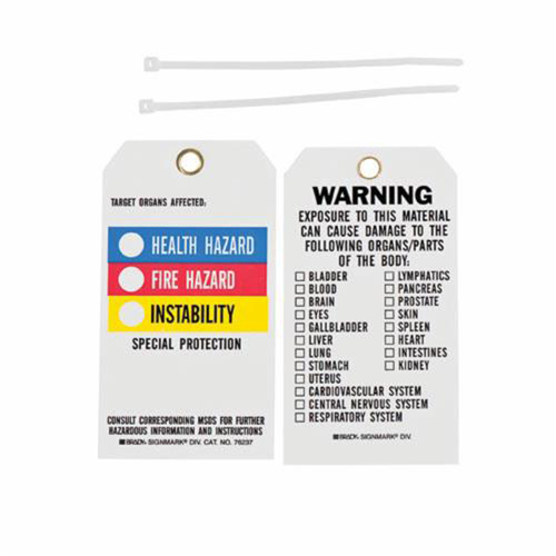Right-To-Know Tags, Polyester, 3" W x 5-3/4" H, English Northern Industrial Supply Inc.