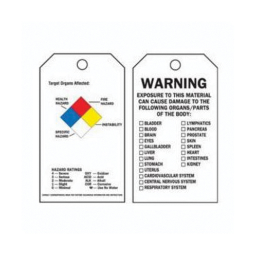 Right-To-Know Tags, Polyester, 3" W x 5-3/4" H, English Northern Industrial Supply Inc.