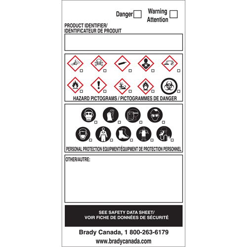 OTS WHMIS Labels, Vinyl, Sheet, 6" L x 3" W Northern Industrial Supply Inc.