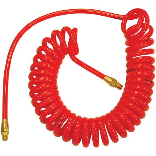 Flexcoil Self-Storing Polyurethane Air Hoses With Fittings, Air, 3/8" ID x 25' L, Polyurethane, 140 PSI at 23 °C Northern Industrial Supply Inc.