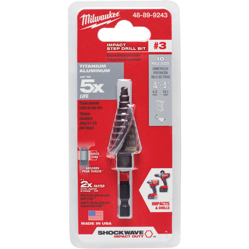 Foret &eacute;tag&eacute; #3 Shockwave Impact Duty, 3/16" - 3/4", Incr&eacute;ments de 1/16", Titane Northern Industrial Supply Inc.