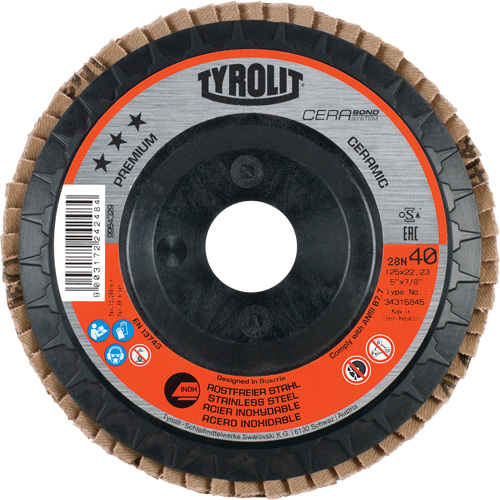 Flap Disc, 4-1/2" x 5/8"-11, Type 27, 40 Grit, Ceramic Northern Industrial Supply Inc.