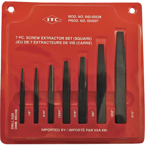 ISE-7 Ensemble d'extracteurs de vis carr&eacute;es 7 pi&egrave;ces, Pour vis de 1/8" - 9/16" Northern Industrial Supply Inc.
