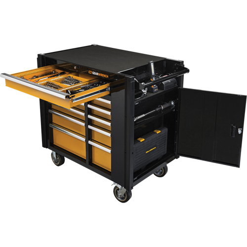 Powered Tool Cart, 11 Drawers, 42-1/2" W x 24-7/16" D x 41" H, Black/Orange Northern Industrial Supply Inc.