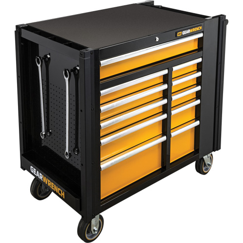 Powered Tool Cart, 11 Drawers, 42-1/2" W x 24-7/16" D x 41" H, Black/Orange Northern Industrial Supply Inc.