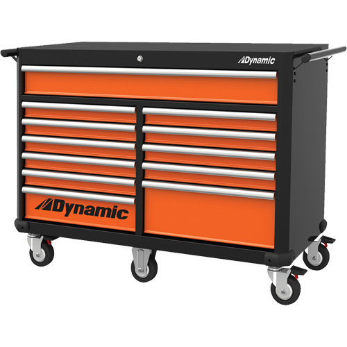 Armoire roulante, 12 tiroirs, 53" la x 24" p x 41" h, Noir/Orange Northern Industrial Supply Inc.