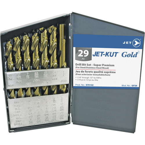 JET-KUT&reg; GOLD Super Premium Drill Bit Set, 29 Pieces, Alloy Steel Northern Industrial Supply Inc.