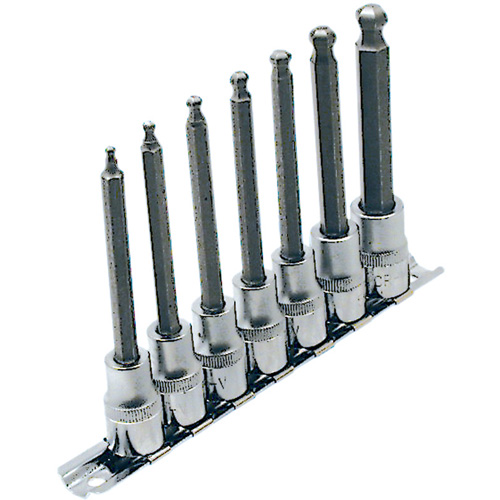 Jeu de douilles &agrave; embouts longs et sph&eacute;riques de 4" SAE LHSW-3807, Sph&egrave;re hexagonale, Prise 3/8", 7 mr Northern Industrial Supply Inc.
