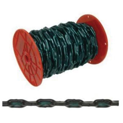 Straight Link Coil Chain with Green Sleeve, Low Carbon Steel, 2/0 x 60' (18.3 m) L, 520 lbs. (0.26 tons) Load Capacity Northern Industrial Supply Inc.