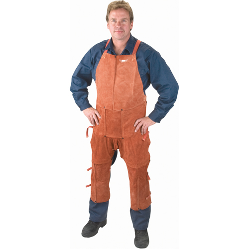 Tablier et jambi&egrave;res en cuir, Salopette &agrave; jambes fendues, 48" lo, Lava Brown Northern Industrial Supply Inc.