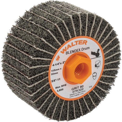 ALLSTEEL Two-In-One Finishing Drums, 4-1/4" Dia. x 2" W, 5/8"-11 Arbor, 80 Grit Northern Industrial Supply Inc.