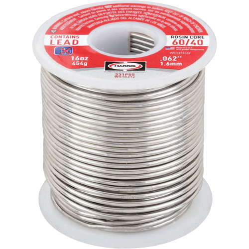 Brasure au plomb 60/40 &agrave; noyau de colophane, &agrave; base de plomb, 60 % d'&eacute;tain, 40 % de plomb, &acirc;me Colophane, dia. 1/16" Northern Industrial Supply Inc.