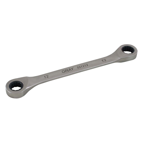 Double Box End Gear Ratcheting Wrench, 12 Point, 8 mm x 9 mm, Plain Finish Northern Industrial Supply Inc.