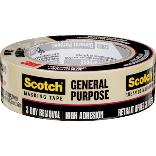 Scotch&reg; Contractor Grade Masking Tape 2020, 36 mm (1-1/2") x 55 m (180'), Beige Northern Industrial Supply Inc.
