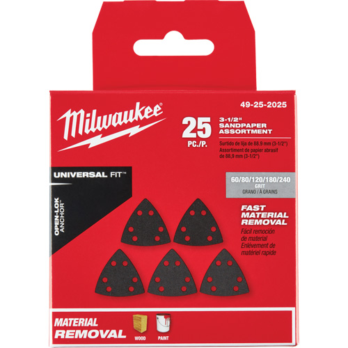 Ensemble de papiers abrasifs triangulaires 3-1/2" Open-Lok Northern Industrial Supply Inc.