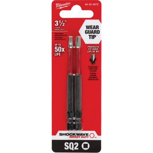 Embout de tournevis Shockwave Impact Duty, Carr&eacute;e, Embout #2, Prise 1/4", Longueur 3-1/2" Northern Industrial Supply Inc.