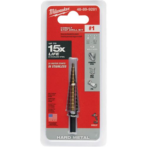 Foret &eacute;tag&eacute;, 1/8"/#1 - #1/1/2", Incr&eacute;ments de 1/32", Acier rapide au cobalt Northern Industrial Supply Inc.