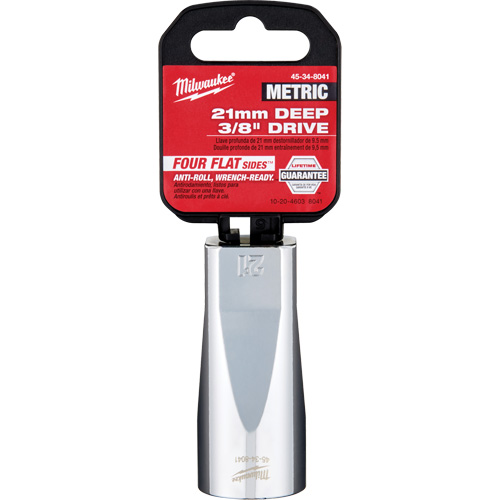 Metric Socket with Four Flat Sides, 21 mm, 3/8" Drive, 6 Points, Deep Northern Industrial Supply Inc.