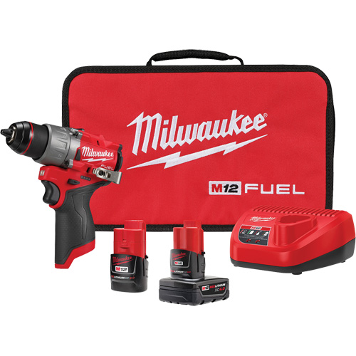 M12 Fuel Drill/Driver Kit, Lithium-Ion, 12 V, 1/2" Chuck, 400 in-lbs Torque Northern Industrial Supply Inc.