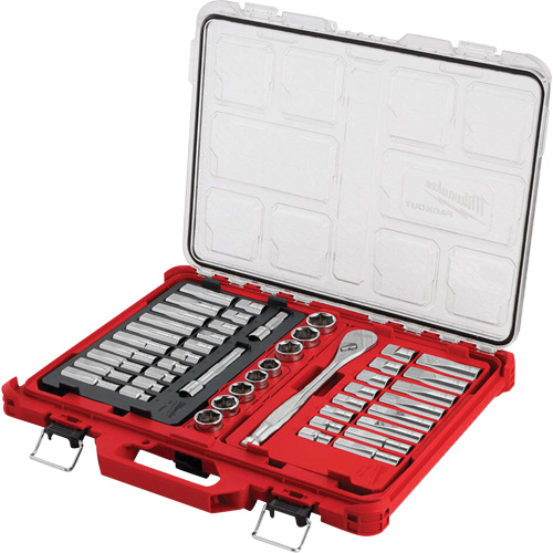 Jeu de cliquets et rochets avec organisateur &agrave; profil bas PACKOUT, 47 Mcx, Prise de 1/2", Profond Northern Industrial Supply Inc.