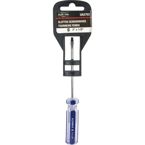 Blue Transparent Striped Slotted Screwdriver, 1/8" Tip, Round, Plastic Handle Northern Industrial Supply Inc.