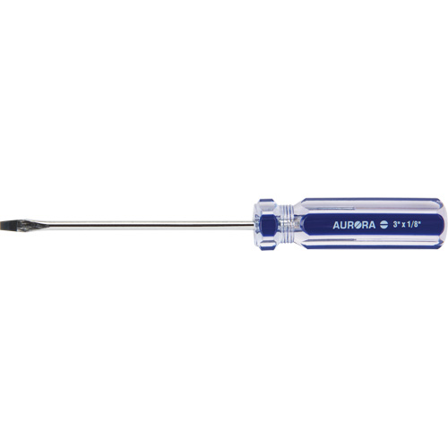 Blue Transparent Striped Slotted Screwdriver, 1/8" Tip, Round, Plastic Handle Northern Industrial Supply Inc.