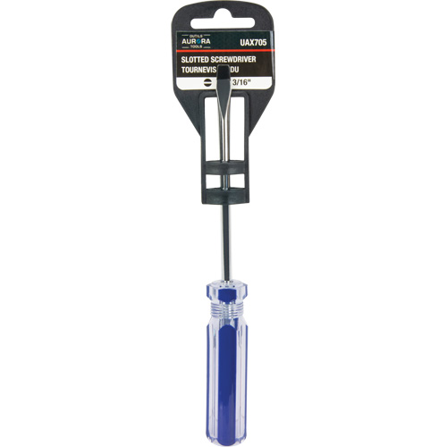 Blue Transparent Striped Slotted Screwdriver, 3/16" Tip, Round, Plastic Handle Northern Industrial Supply Inc.