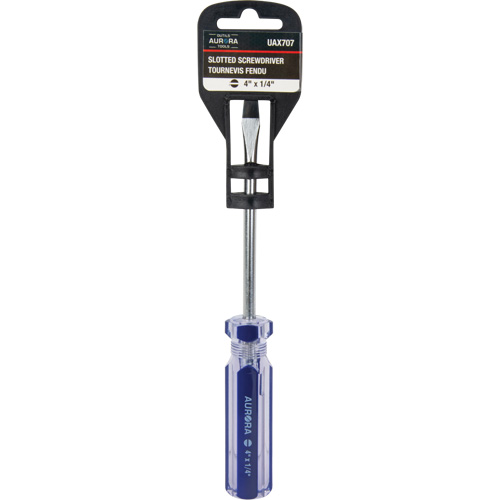 Blue Transparent Striped Slotted Screwdriver, 1/4" Tip, Round, Plastic Handle Northern Industrial Supply Inc.