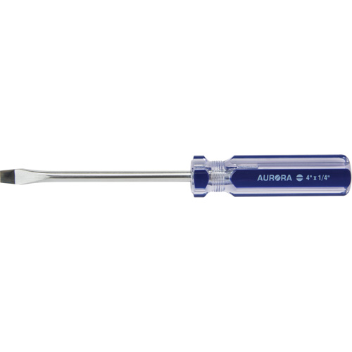 Blue Transparent Striped Slotted Screwdriver, 1/4" Tip, Round, Plastic Handle Northern Industrial Supply Inc.