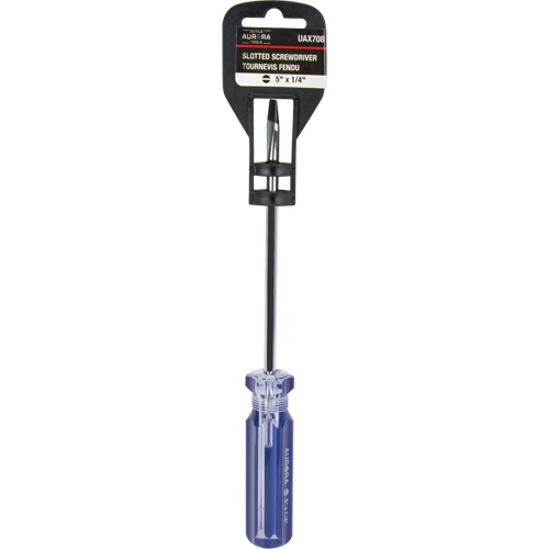 Blue Transparent Striped Slotted Screwdriver, 1/4" Tip, Round, Plastic Handle Northern Industrial Supply Inc.