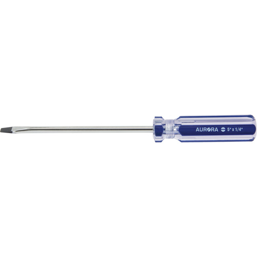 Blue Transparent Striped Slotted Screwdriver, 1/4" Tip, Round, Plastic Handle Northern Industrial Supply Inc.