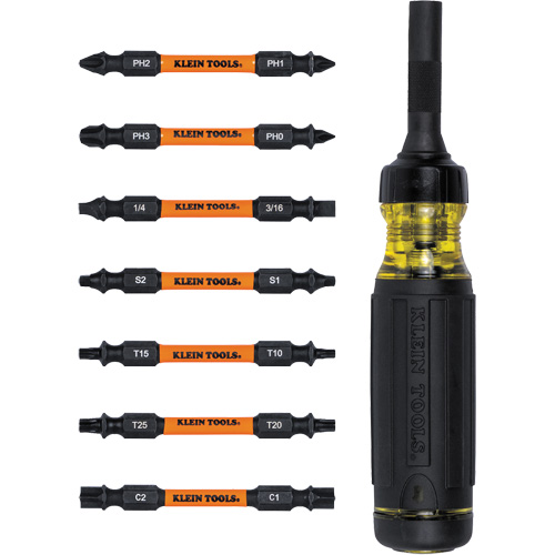 15-in-1 Ratcheting Impact-Rated Multi-Bit Torsion Zone Screwdriver, 9-1/2" L, Cushion Grip Handle Northern Industrial Supply Inc.