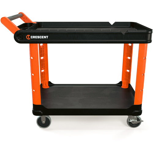 RAILWORKS 2-Shelf Industrial Utility Cart with 5" Hard Casters, 47" L x 24-1/2" W x 34" H, Black/Orange Northern Industrial Supply Inc.