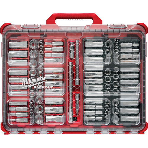 Metric/SAE Ratchet & Socket Set with PACKOUT Low-Profile Organizer, 98 Pcs, 3/8" Drive Size Northern Industrial Supply Inc.