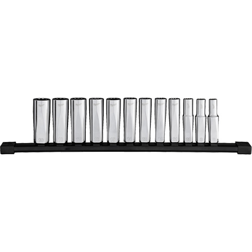12-Point Deep Well Metric Socket Set, 12 Pcs, 3/8" Drive Size, Deep Northern Industrial Supply Inc.