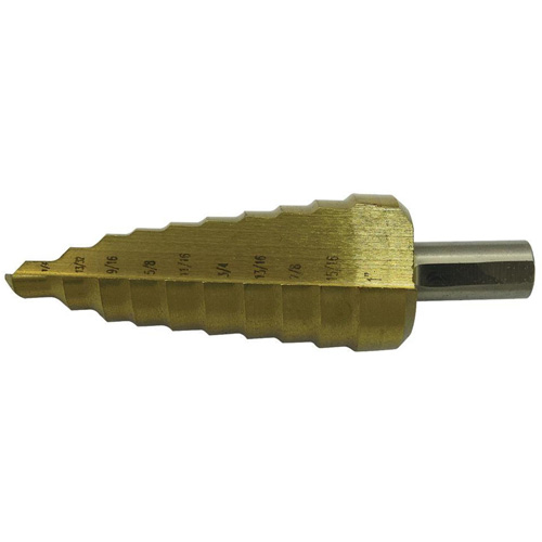 JET-KUT&reg; Super Premium 11-Step Step Drill, 1/4" - 1-3/8" , 7/8"/1"/1/4"/1-3/8"/1-1/8"/1-1/4"/13/16"/25/64"/35/64"/11/16"/1-7/32" Increments, High Speed Steel Northern Industrial Supply Inc.
