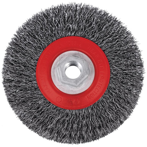 5C14T High Performance Crimped Wire Brush, 5" Dia., 0.014" Fill, 5/8"-11NC Arbor Northern Industrial Supply Inc.
