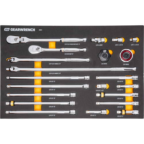 Ensemble d'outils &agrave; cliquet et d'entraînement 3/8" &agrave; 90 dents avec plateau de rangement en mousse Northern Industrial Supply Inc.