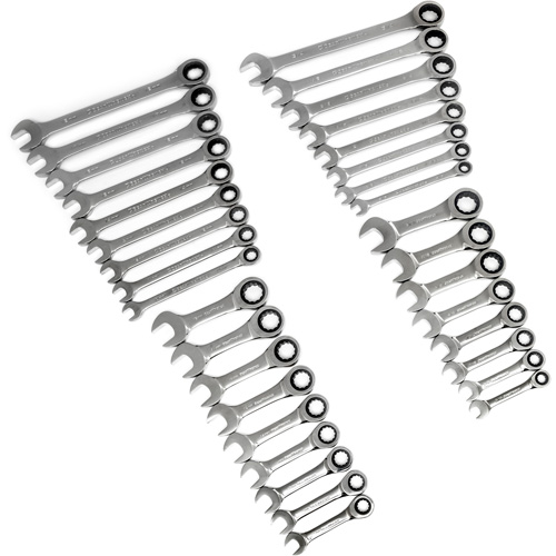 72-Tooth 12 Point Standard & Stubby Wrench Set, Ratcheting Combination, 34 Pieces, Imperial and Metric Northern Industrial Supply Inc.