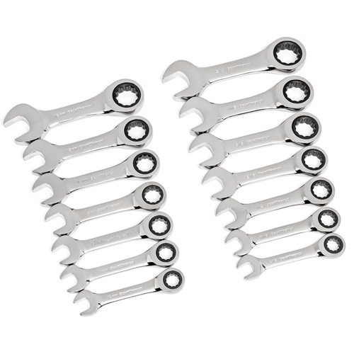 72-Tooth 12 Point Stubby Wrench Set, Ratcheting Combination, 14 Pieces, Imperial and Metric Northern Industrial Supply Inc.