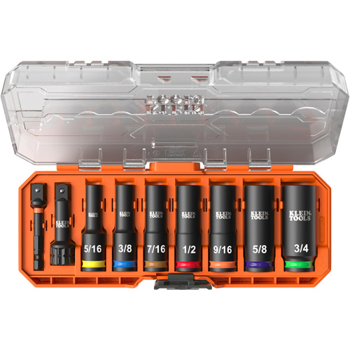 KNECT Drive Socket Set, 9 Pcs, Impact, 3/8" Drive Size, Deep Northern Industrial Supply Inc.