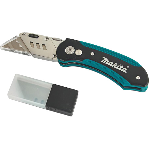 Folding Quick-Change Jobsite Utility Knife with 10-Piece Replacement Blades, Steel Blade Northern Industrial Supply Inc.