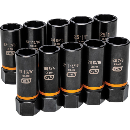 Bolt Biter Extraction Socket Set, 10 Pcs, Impact, 1/2" Drive Size, Deep Northern Industrial Supply Inc.