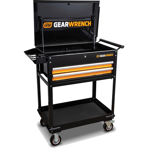 Chariot utilitaire, 2 tiroirs, 32-1/2" la x 42" h, Noir/Orange Northern Industrial Supply Inc.