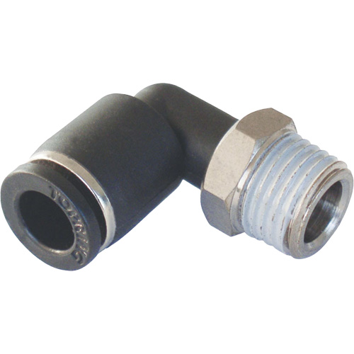 Adaptateur coude m&acirc;le NPT MAXFIT &agrave; raccord instantan&eacute; (push-to-connect), 3/8" x 1/2" dia., Polym&egrave;re PBT Northern Industrial Supply Inc.