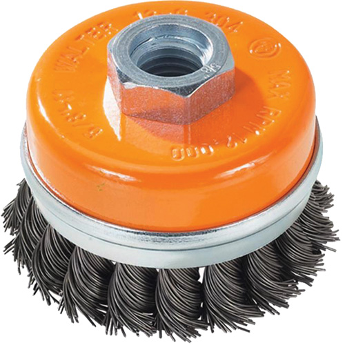 Knot-Twisted Wire Cup Brush with Ring, 3" Dia. x 5/8"-11 Arbor Northern Industrial Supply Inc.