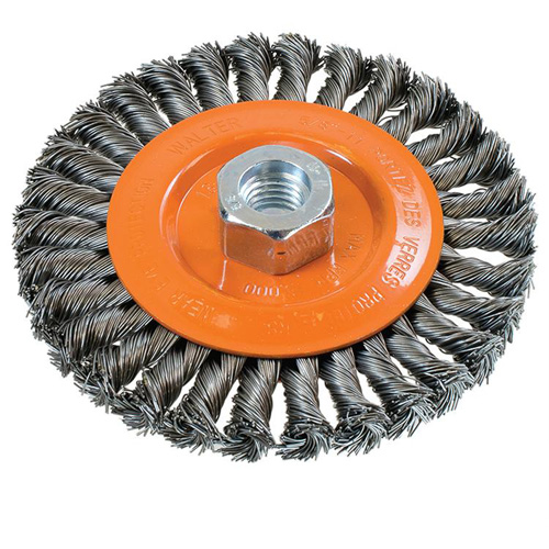 Wide Knotted Wire Wheel Brush, 5" Dia., 0.02" Fill, 5/8"-11 Arbor, Steel Northern Industrial Supply Inc.
